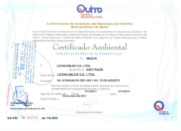 Certificado Ambiental